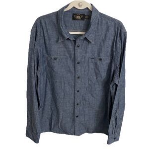 RRL Ralph Lauren Double RL Shirt Mens XL Blue Button Up Western United Garment